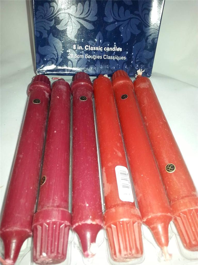 1 box 12 Colonial Candles 8" Grande Classic Taper Candle many color