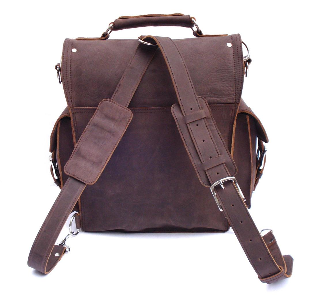 Vintage Rugged Leather Backpack Messenger Bag Briefcase Satchel Laptop