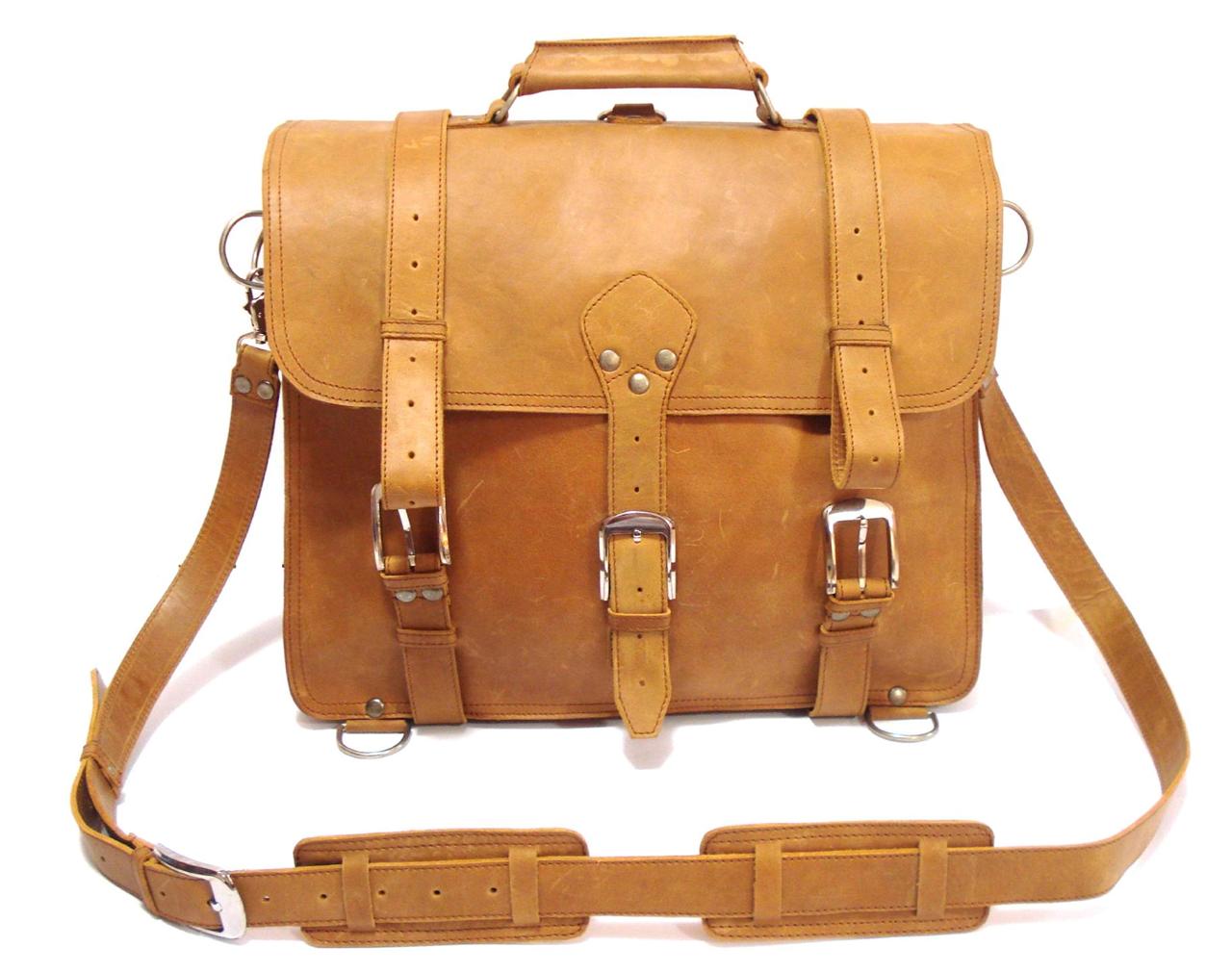 Extra Large 18&quot; Thick Full Grain Leather Briefcase Messenger Laptop Bag Backpack | eBay