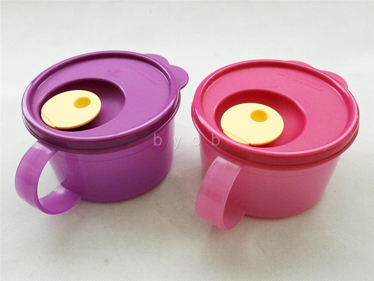 New Tupperware Pink Purple Microwave Crystalwave Soup Mug 16 oz Limited