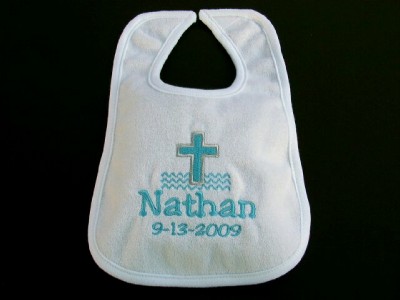 Custom Embroidered Baptismal Christening Bib for Baby