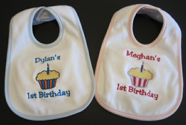 1st or 2nd Birthday Bib Custom Embroidered with Name