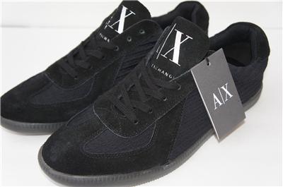 Armani Exchange New Mens Shoes Suede Signature Sneakers Black White ...