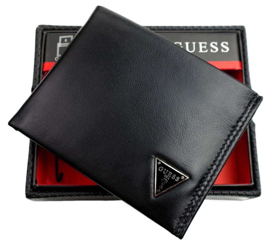NEW GUESS MEN'S LEATHER CREDIT CARD ID WALLET PASSCASE BIFOLD BLACK 0964/01