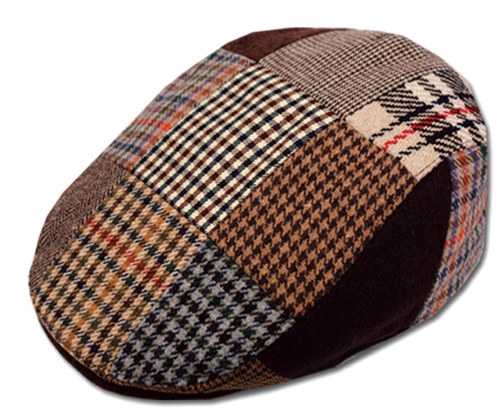 Mens wool blend plaids Ivy Golf Driver hat Irish hunting Gatsby flat