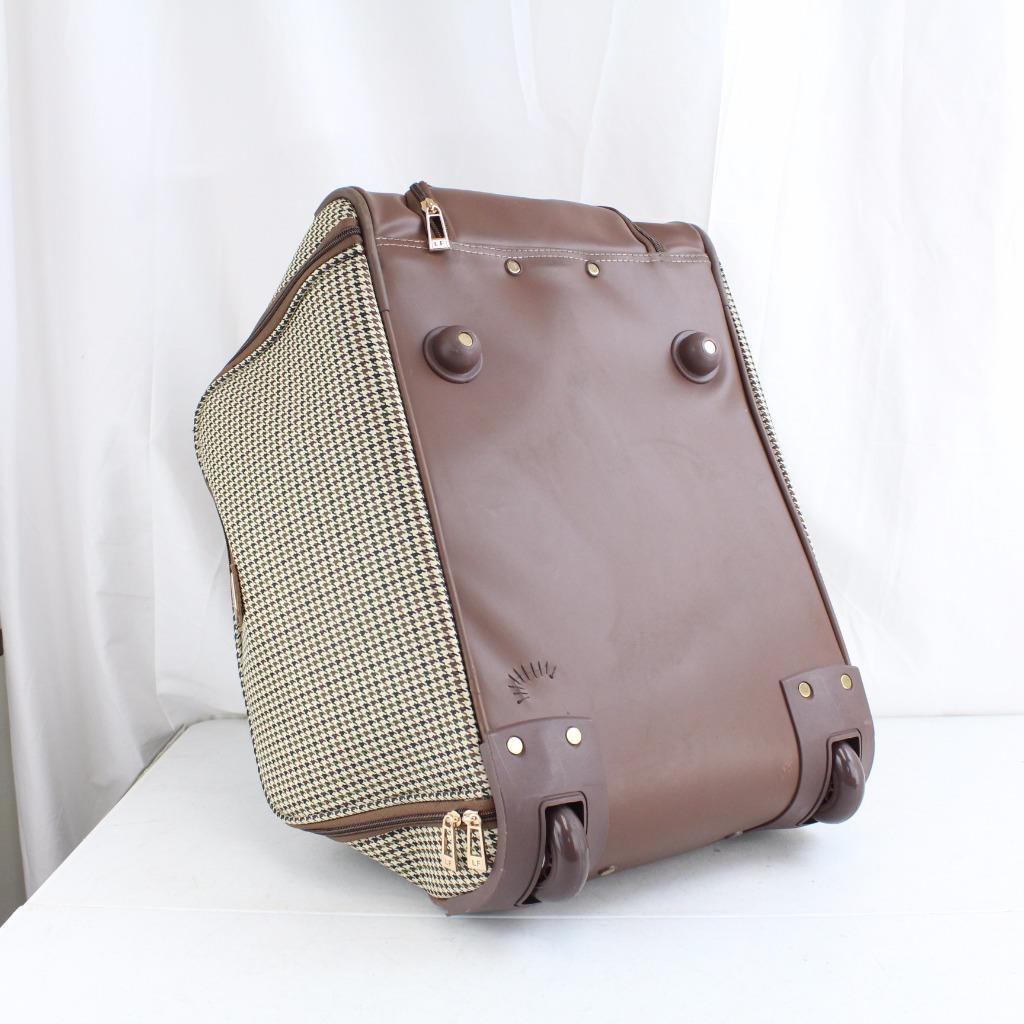 LONDON FOG CAMBRIDGE 20" OLIVE PLAID 2 WHEELED CARRY ON DUFFEL BAG