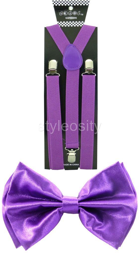 SUSPENDERS and BOW TIE COMBO SET Tuxedo Suit Fashion Mens NIB PLAIN