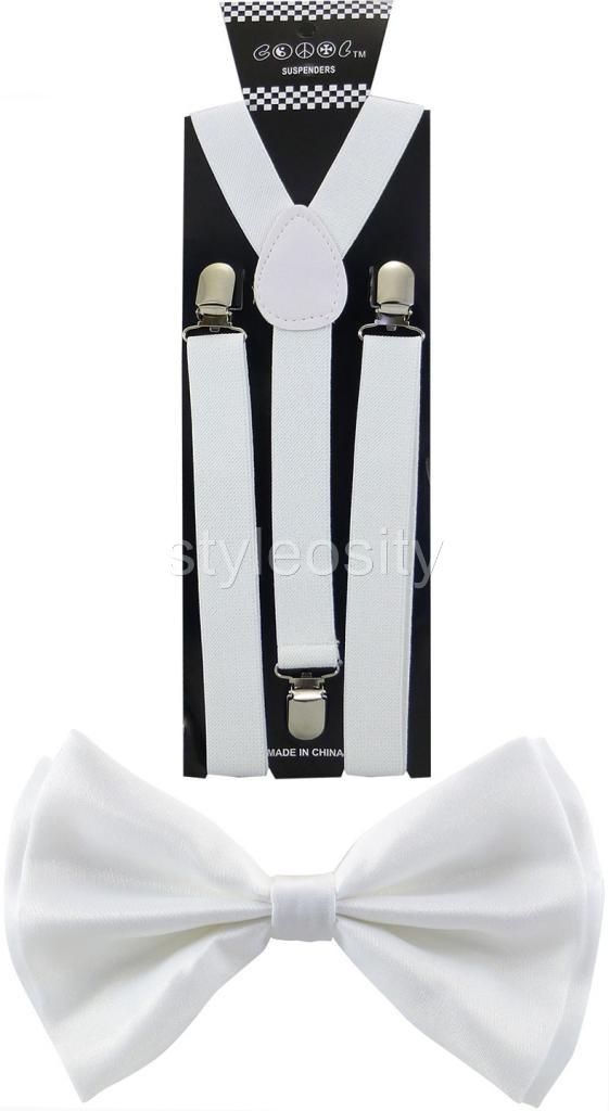 SUSPENDERS and BOW TIE COMBO SET Tuxedo Suit Fashion Mens NIB PLAIN