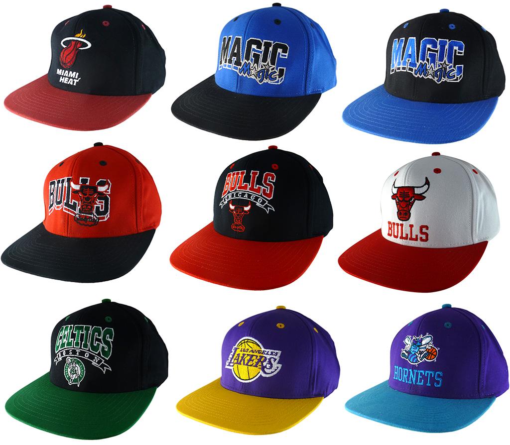 NBA BASKETBALL TEAMS BASEBALL CAP FLAT BRIM Bill Hat Snap Back Black