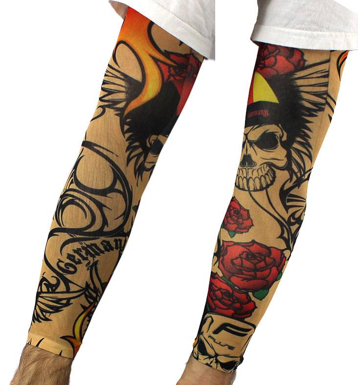 FAKE TATTOO ARM SLEEVES Slip On Artwork Costume Stretch Nylon Men Women