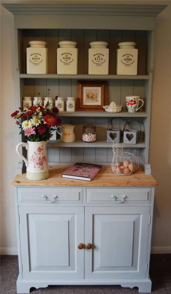 COUNTRY FARMHOUSE FRENCH SHABBY VINTAGE CHIC PINE KITCHEN DRESSER HAND PAINTED