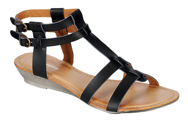 caged low heel sandals