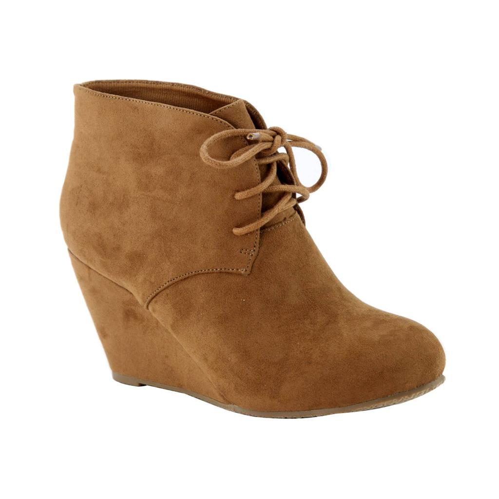 wedge suede booties with laces