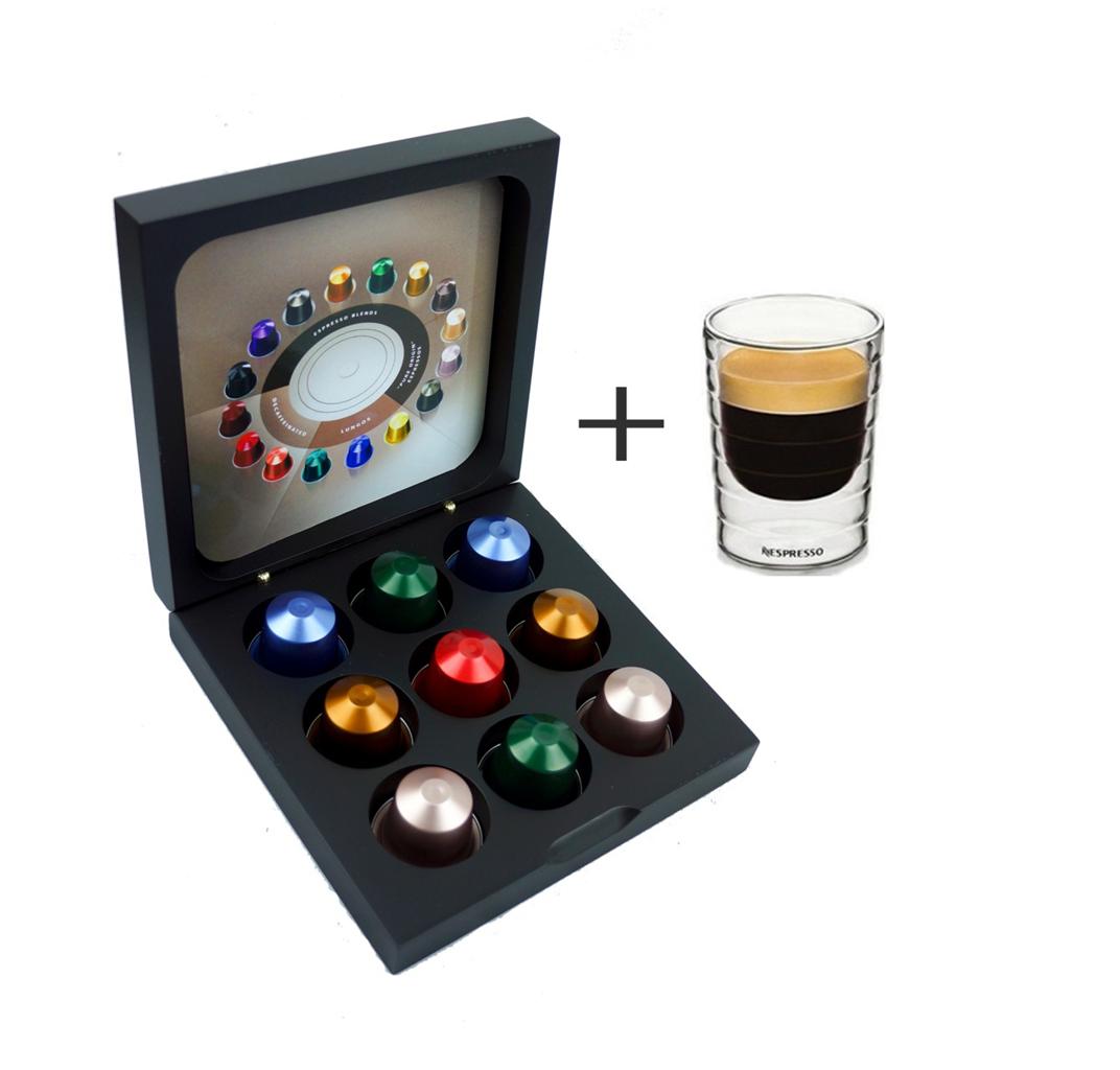 Nespresso Coffee Capsule Holder Gift Box With 9 Capsules + Espresso