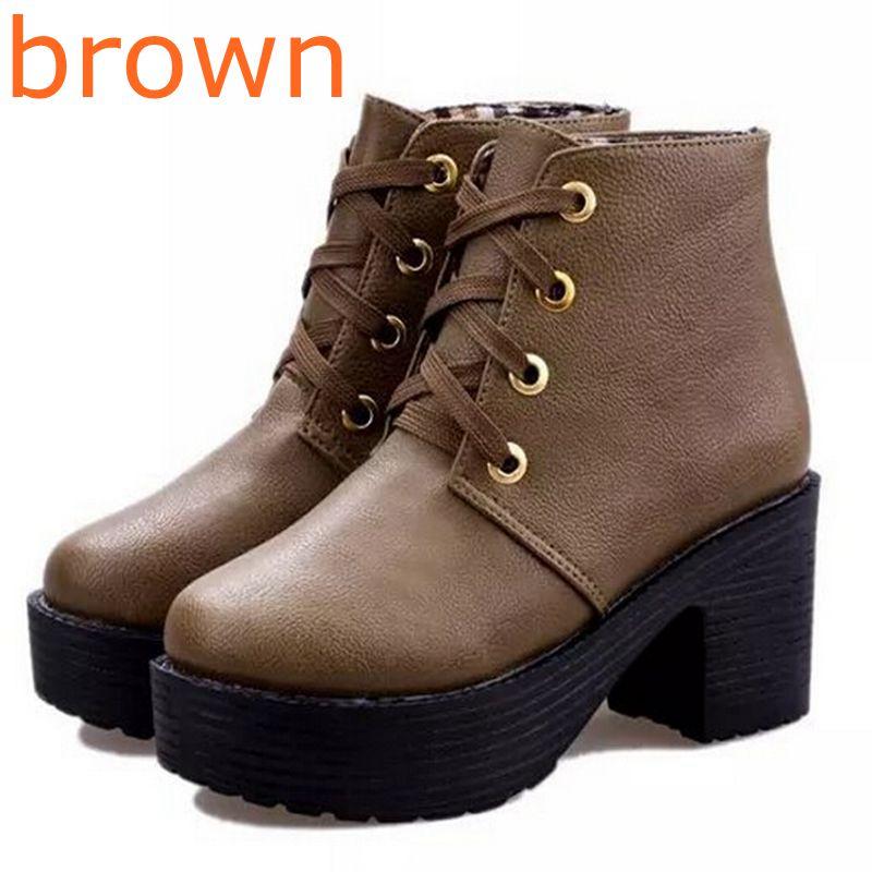 womens punk rock lace up platform heels ankle boots shoes