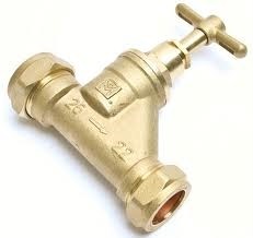 Brass Mains Poly Stop Tap Alkathene (for MDPE Blue ) 15mm, 20mm, 22mm, 25mm