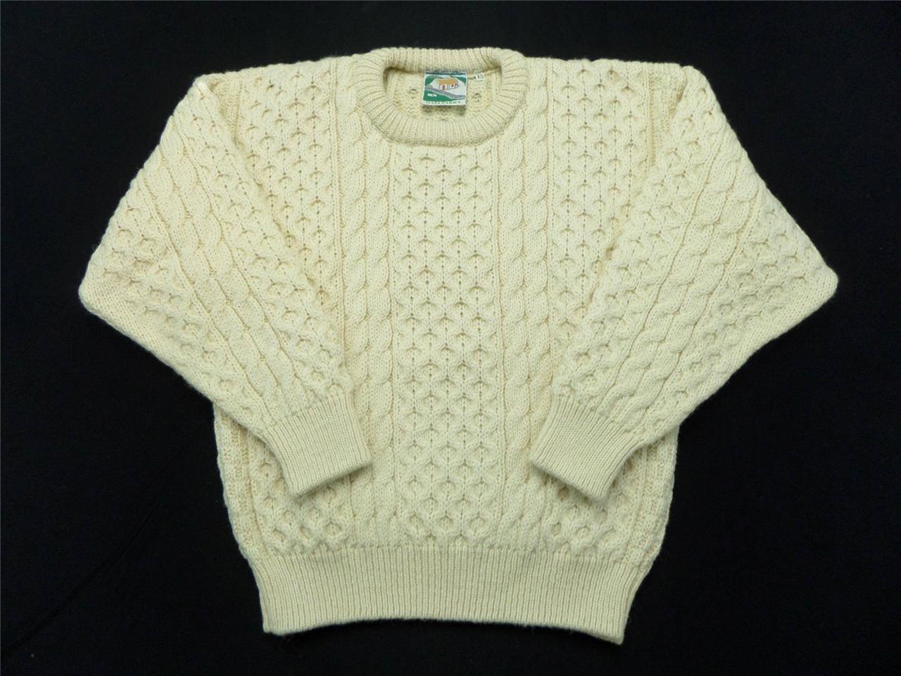 GAELTARRA Mens Irish Cable Knit Fishermans Sweater Size XS Cream