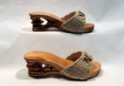 Vintage Bakya Carved Wooden Heel Open Toe Sandals Asian Philippines 6 or 7 | eBay