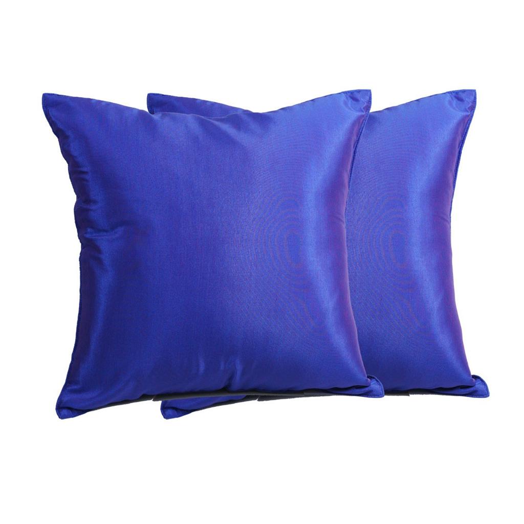 2x THAI SILK THROW DECORATIVE PILLOW CASE COVERS CUSHION SOLID COLOR 16