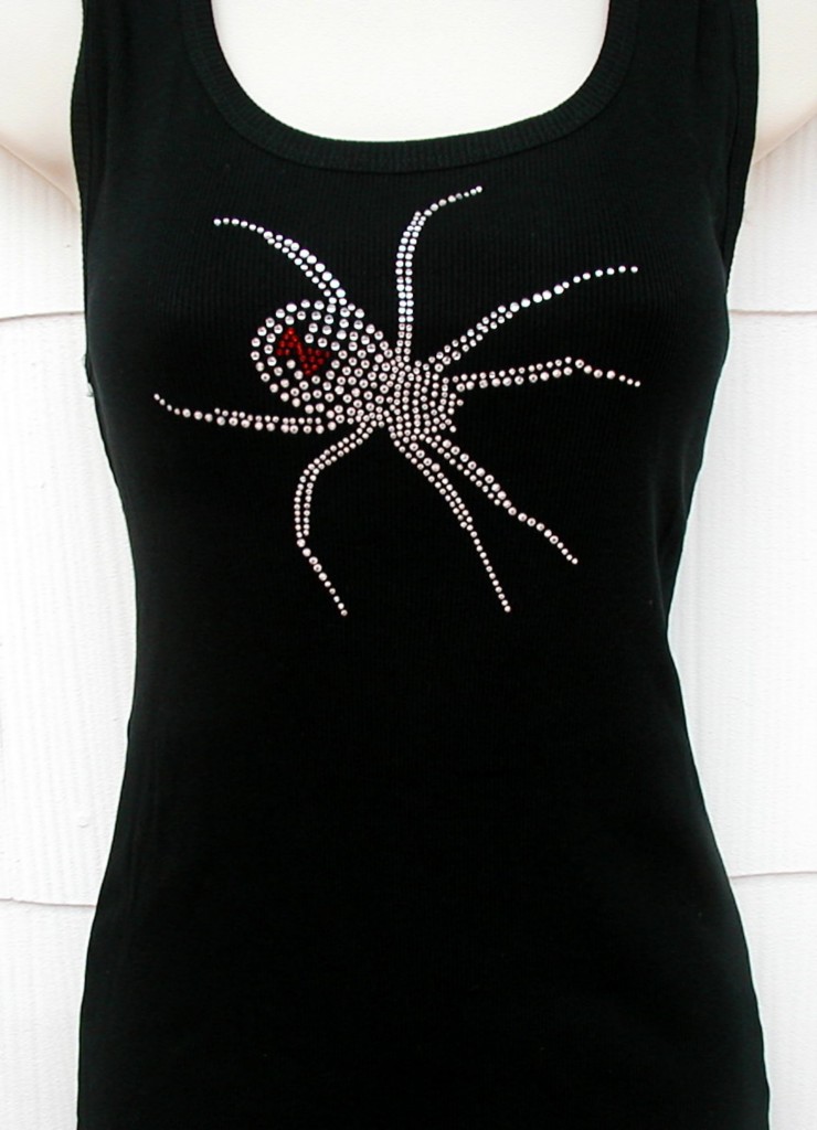 Spider Rhinestone Embellished Tee Shirt Black Widow Spider Design eBay