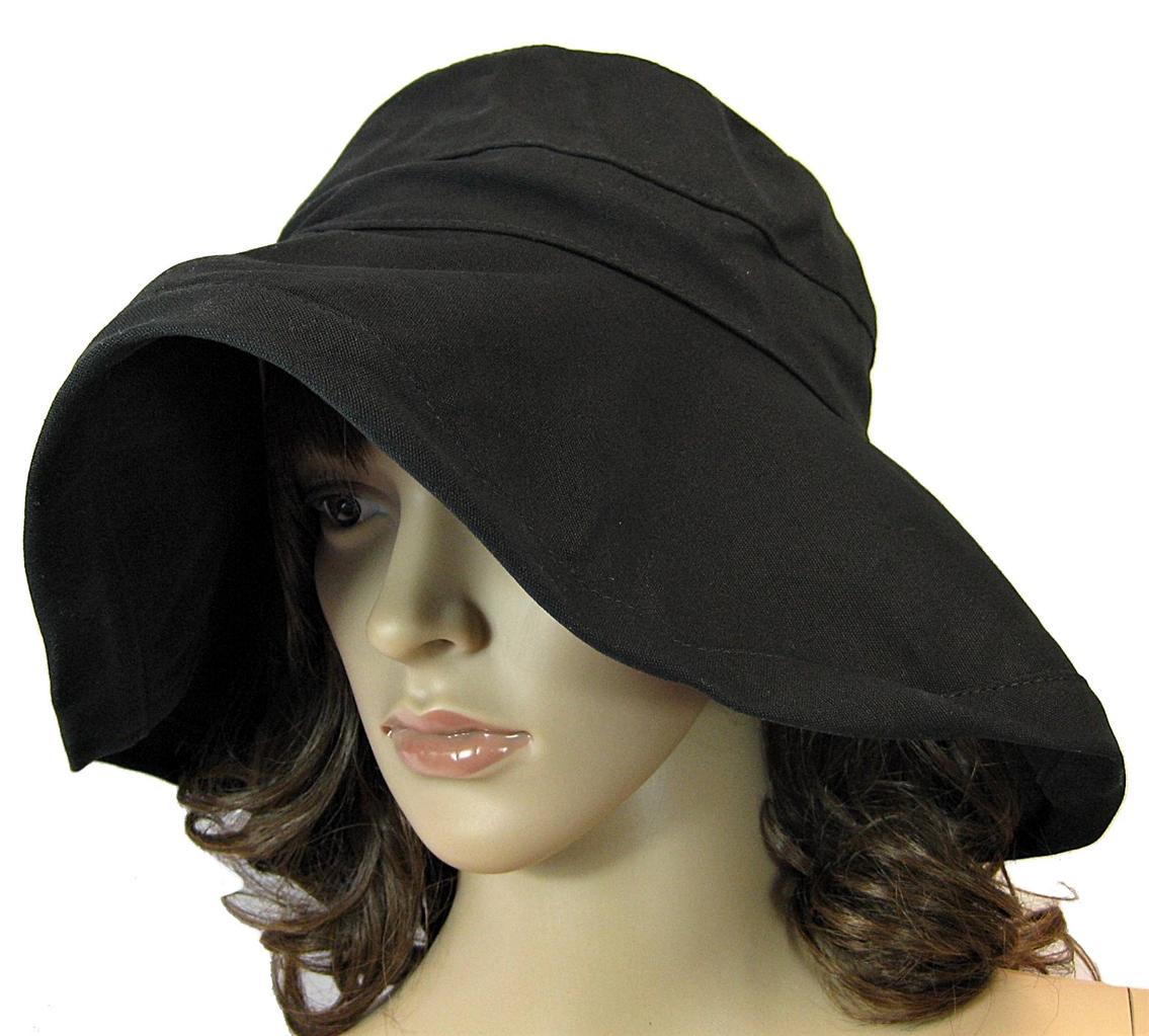 Womens 100 Cotton Sun Block Protection Wide Brim Floppy Hat Cap Bucket
