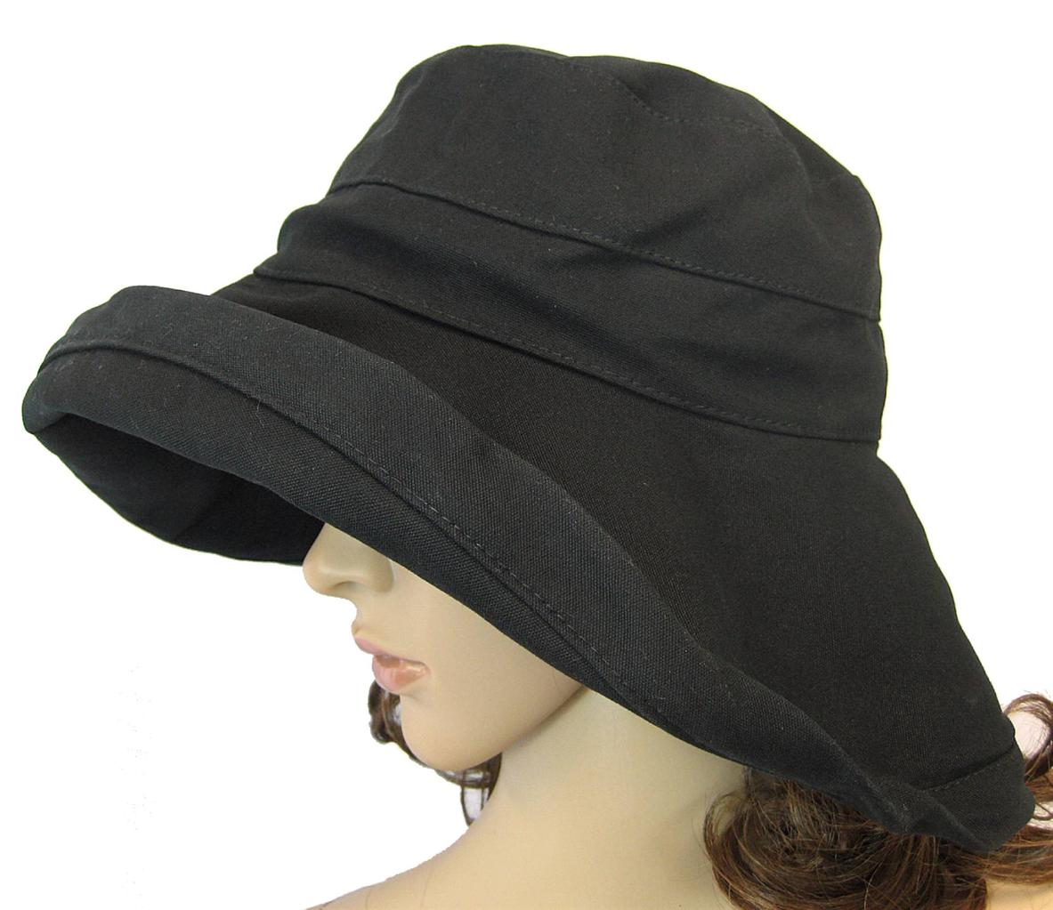 Womens 100 Cotton Sun Block Protection Wide Brim Floppy Hat Cap Bucket