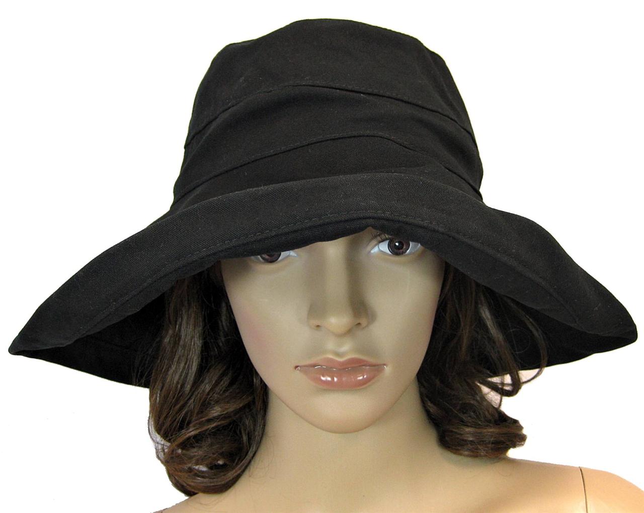 Womens 100 Cotton Sun Block Protection Wide Brim Floppy Hat Cap Bucket
