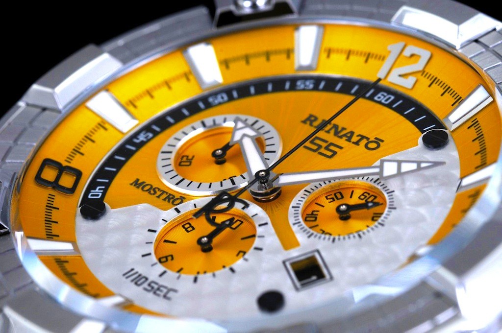 New Huge Mens Renato Mostro 55MOSY Swiss Chronograph Yellow Dial