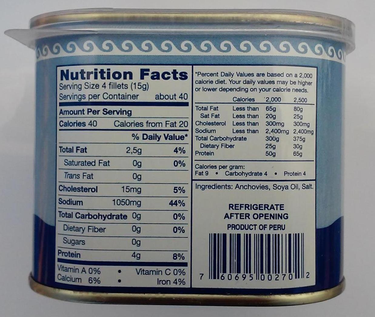 BIG Anchovy can (793gr / 28oz) Restaurant Quality ANCHOVIES FLAT