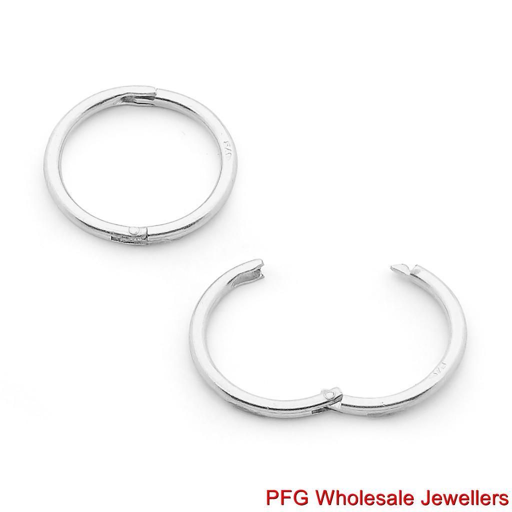 Genuine "925" Sterling Silver Solid Sleeper Hinged Hoop All Day