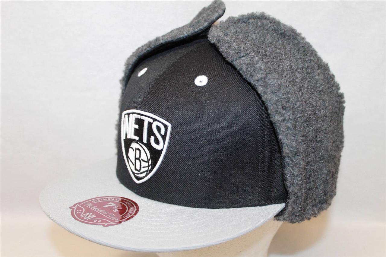 Brooklyn Nets Hat Cap "XL Logo Dog Ear Fitted " by Mitchell and Ness
