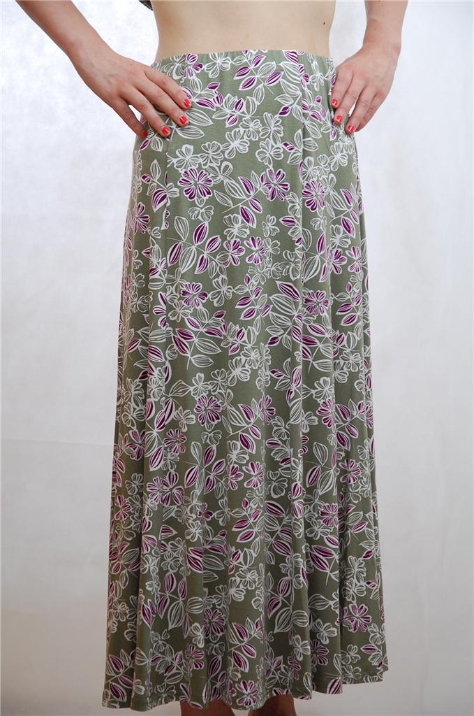 Eastex Ladies Womens Purple Green Long Elasticated Skirt 8 10 12 16 20