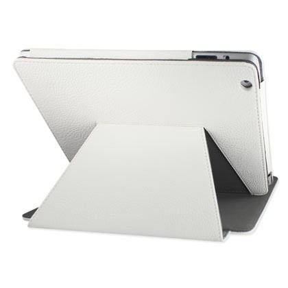 o Ipad 2 3 White PU Leather Case Fold Back C