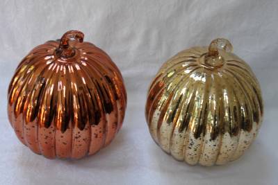 Mercury Glass Pumpkins - Orange & Gold - Set of 2 | eBay