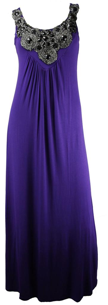 ... -NEW-PURPLE-EMBELLISHED-STRETCH-MAXI-DRESS-Going-Out-Cocktail-Size-16