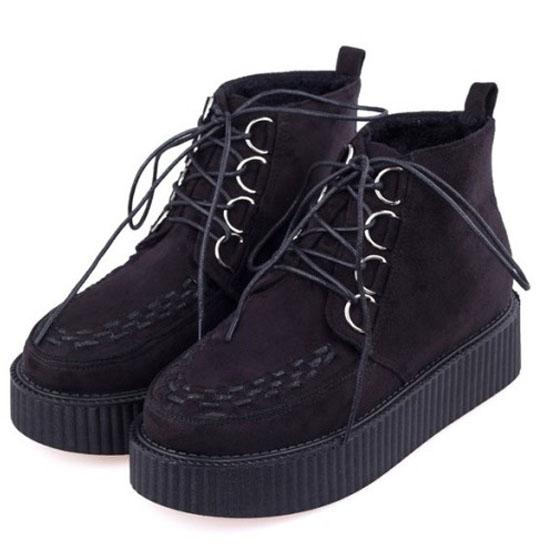 WOMEN LADIES DOUBLE STUD PLATFOMRS GOTH PUNK FLAT CREEPER SHOES ANKLE