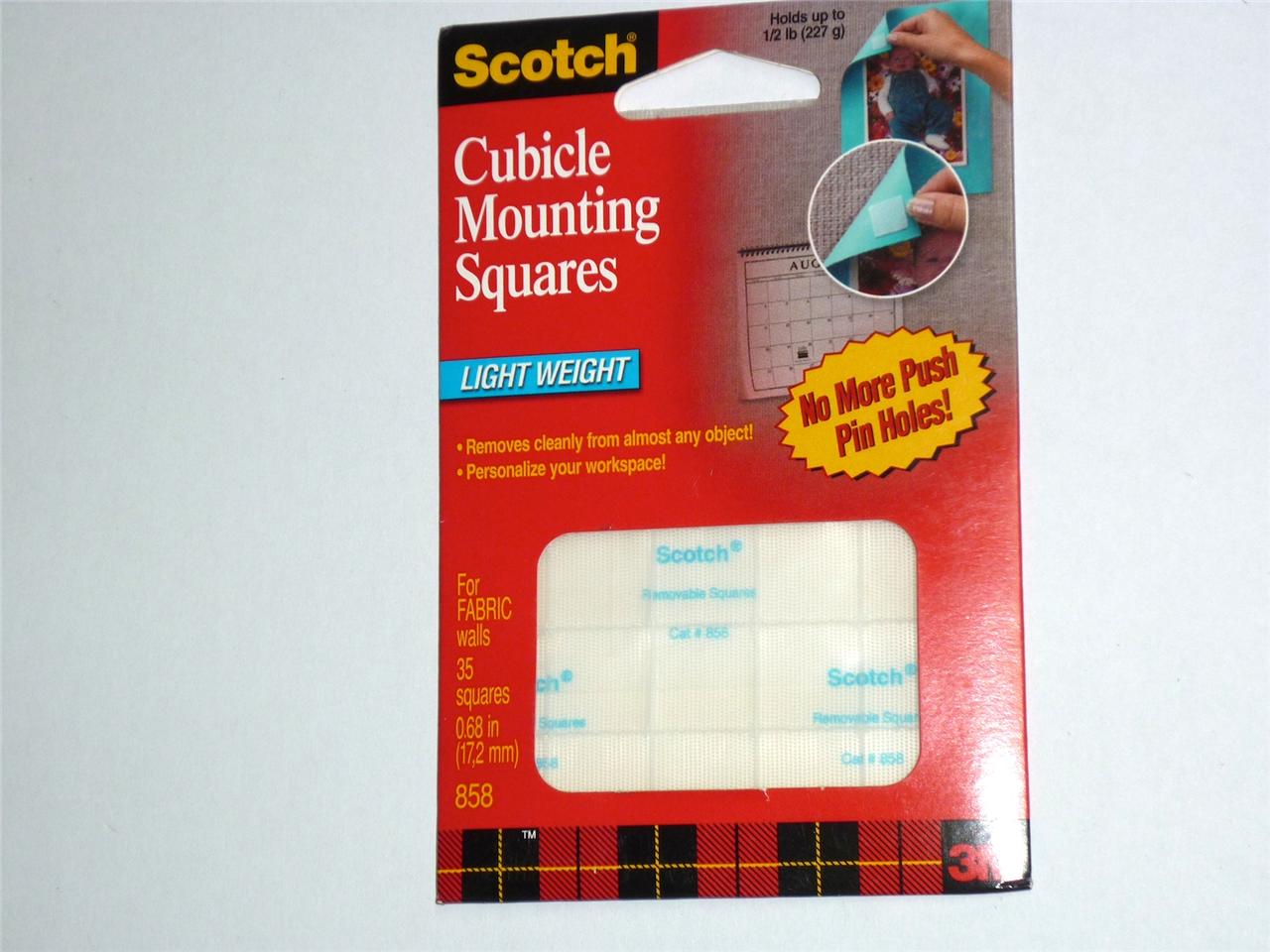 3M Scotch Cubicle Mounting Squares 858 Light Weight for Fabric Walls 35