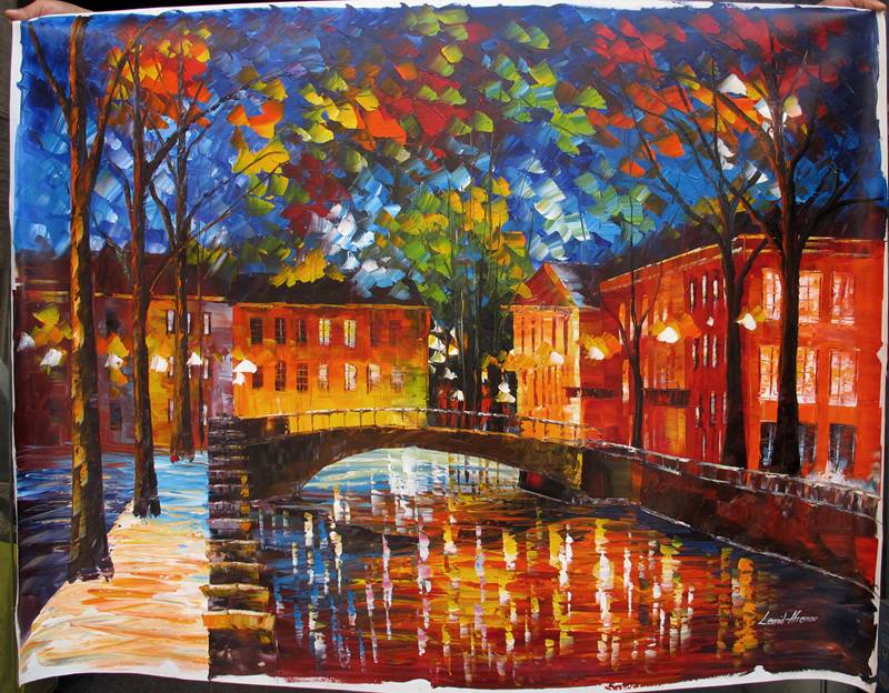 Handmade canvas oil painting home decor palette knife paintings for