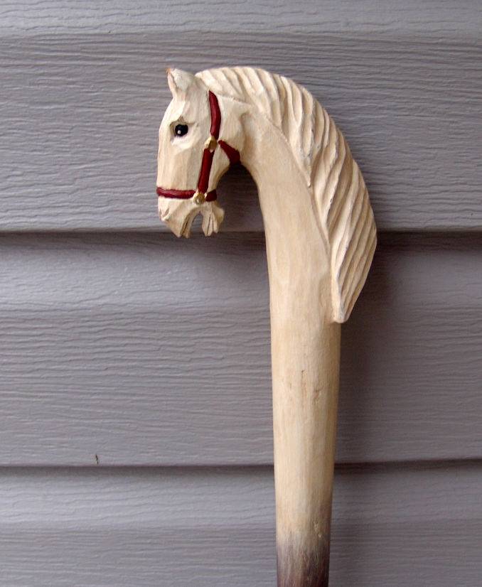 Hand Carved Horse Head Walking Stick/Cane eBay
