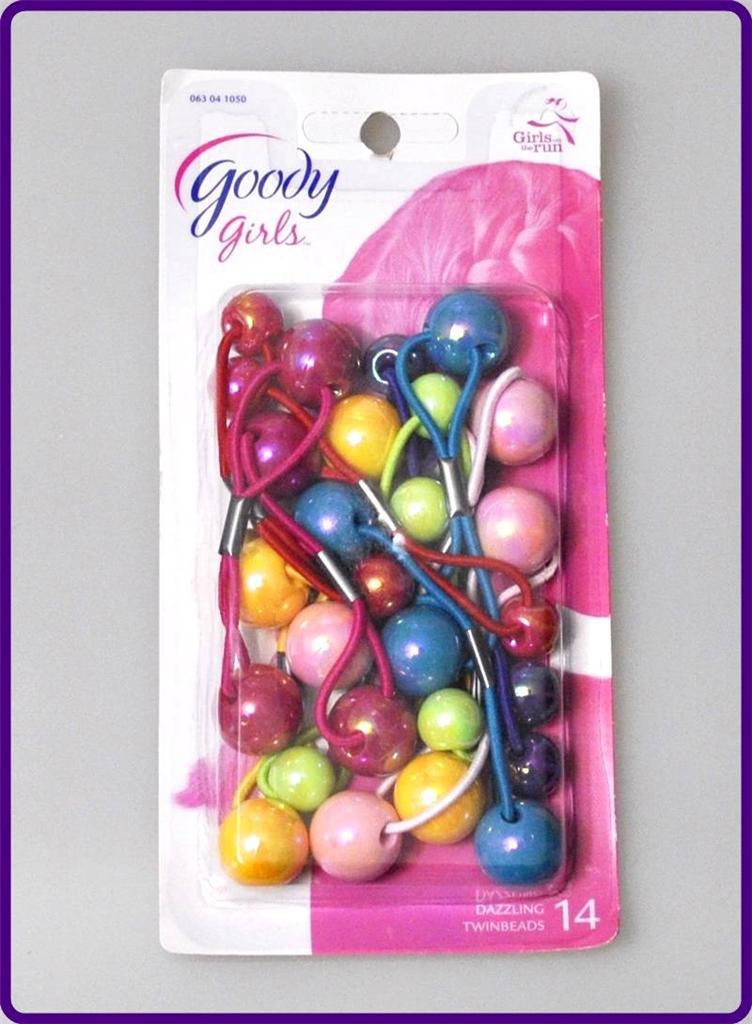 Girl's/ Women's 14 Pcs GOODY Hair DAZZLING TWINBEADS Ball Ponytail