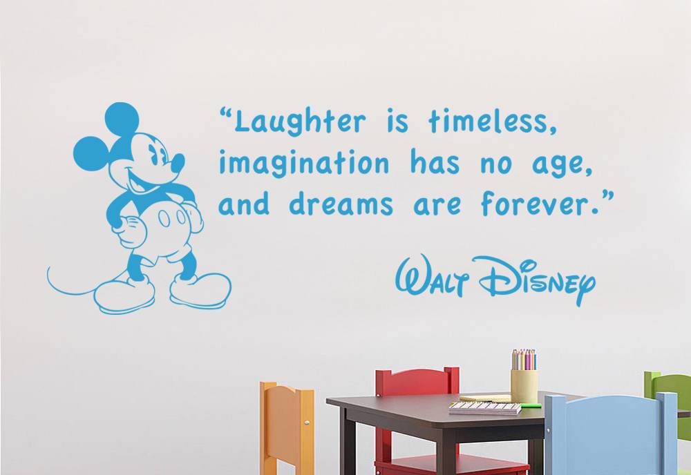 LAUGHTER IS TIMELESS Walt Disney Quote Decal WALL STICKER Art Mickey