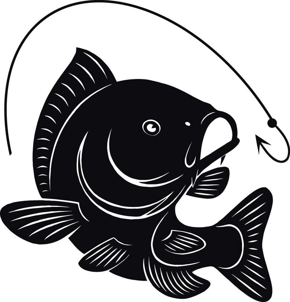 CARP FISHING Hook Decal WALL STICKER Home Decor Art Fish Fishermen