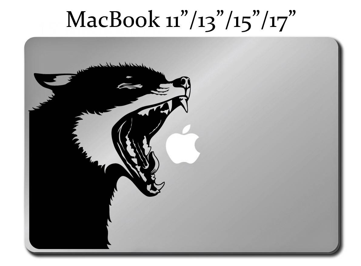 Howling Wolf Decal Laptop MacBook Mac Pro Air Sticker Apple All Sizes