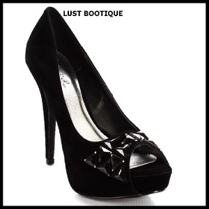 NEW DESIGNER BLACK PEEP TOE PLATFORM WOMENS SHOES  6.5