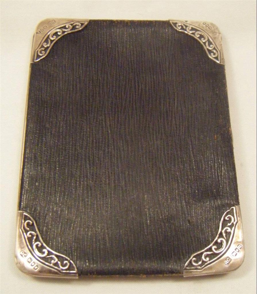 Edwardian 1902 Antique Leather Wallet / Purse with Sterling Silver