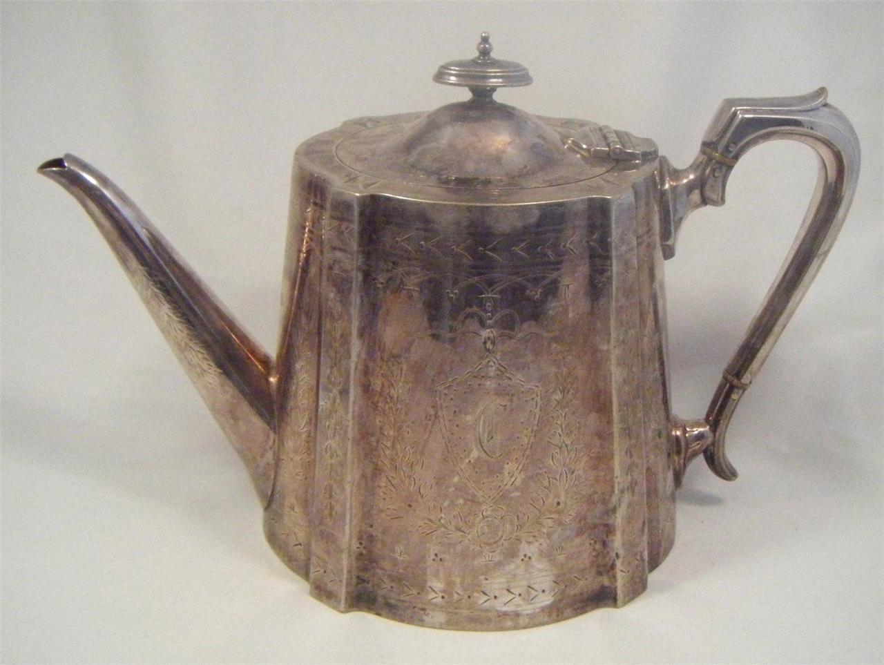 Huge Victorian Antique Silver Plated Teapot RMJ & CO 1006.9g