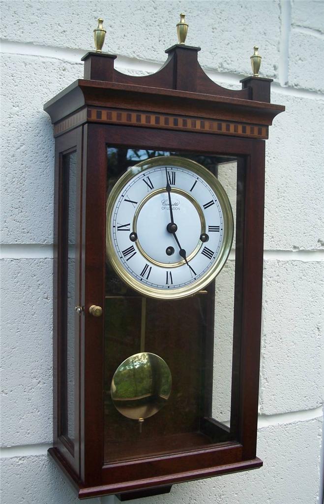 FABULOUS MAHOGANY INLAID COMITTI OF LONDON WESTMINSTER CHIMING WALL CLOCK eBay