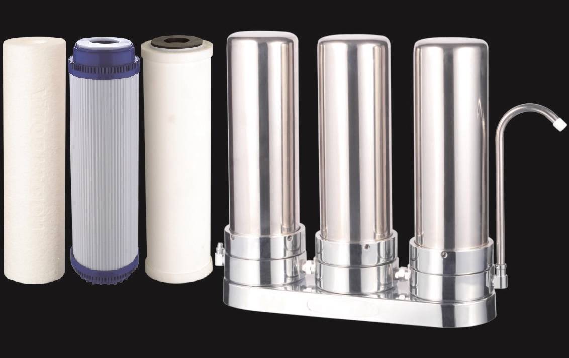 Countertop Ceramic Water Filter Stainless Steel Home Purifier Triple