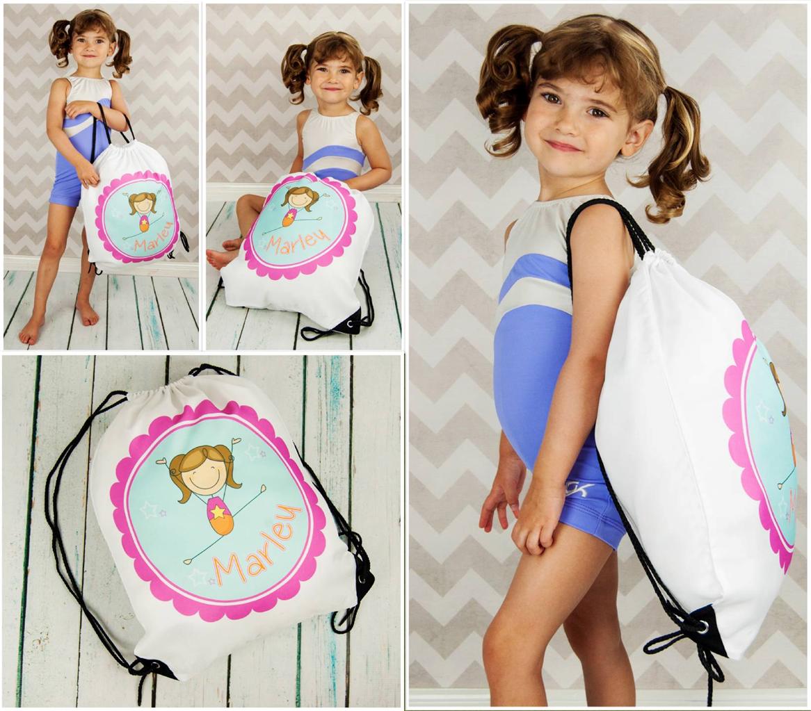 Girls Gymnastics BACKPACK Gymnast Bag Gym Class Personalized Drawstring