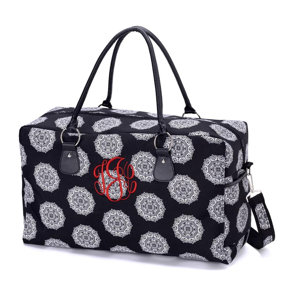 Personalized Girls Womens BLACK SWIRL FORAL WEEKENDER Bag Tote Gym Sport Luggage | eBay